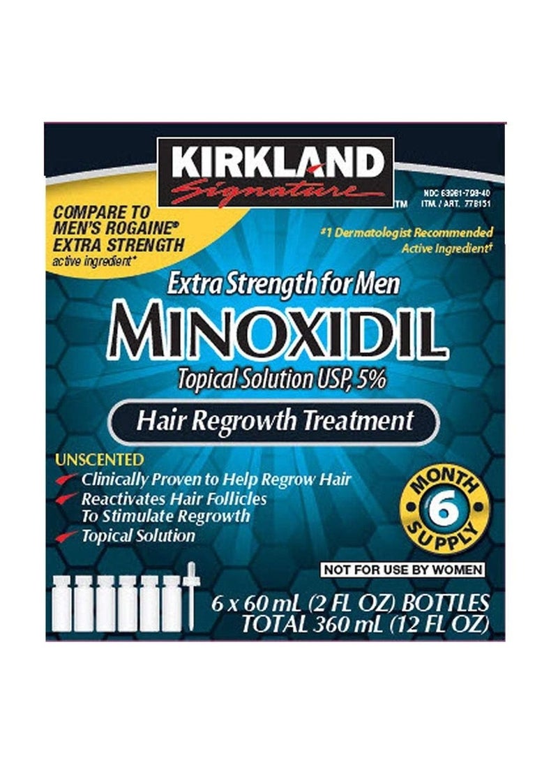 Minoxidil Drops Hair Regrowth 5% 6 Months Supply for Men