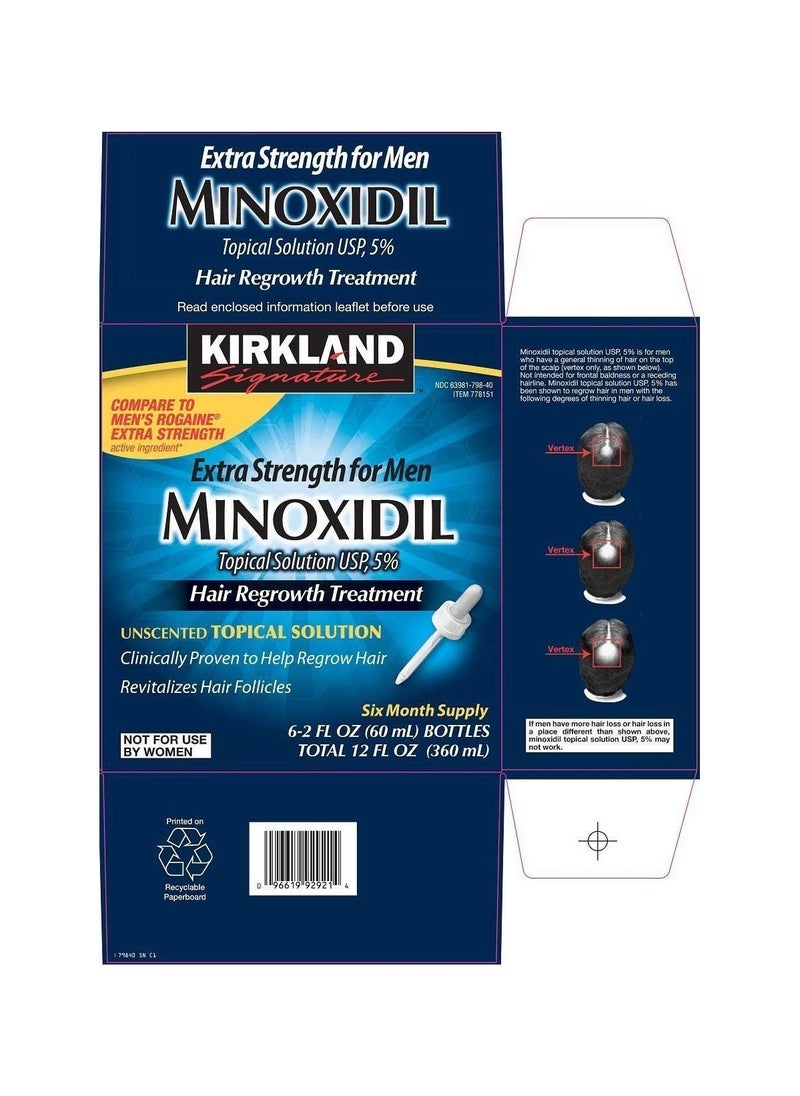 Minoxidil Drops Hair Regrowth 5% 6 Months Supply for Men