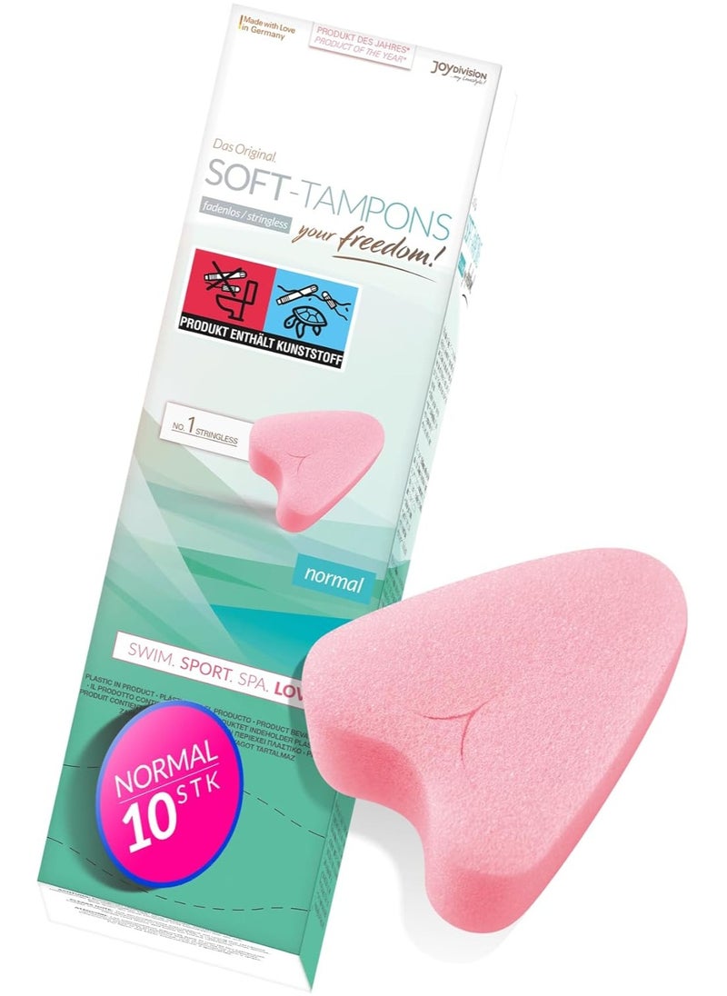 Soft-Tampons Normal I 10 Pieces I Threadless tampons for Sports, Swimming & spa I Menstrual sponges Ultra Soft I Easy Insertion & Removal I Soft Tampon Without Thread