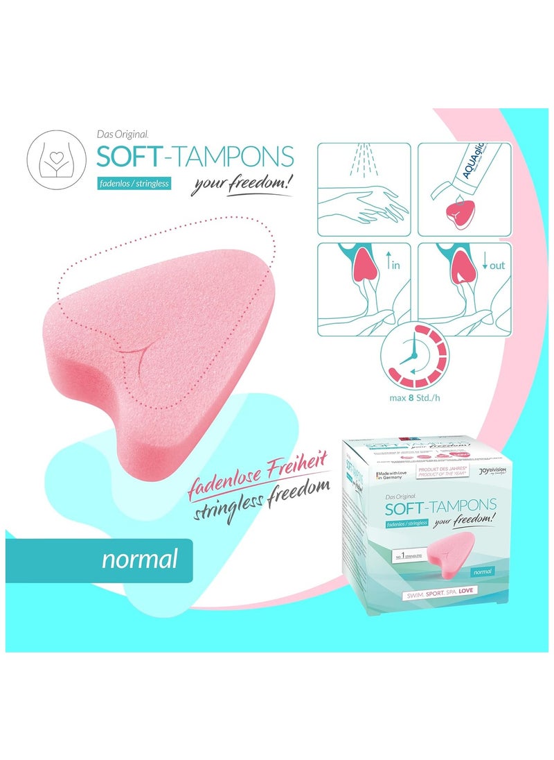 Soft-Tampons Normal I 10 Pieces I Threadless tampons for Sports, Swimming & spa I Menstrual sponges Ultra Soft I Easy Insertion & Removal I Soft Tampon Without Thread