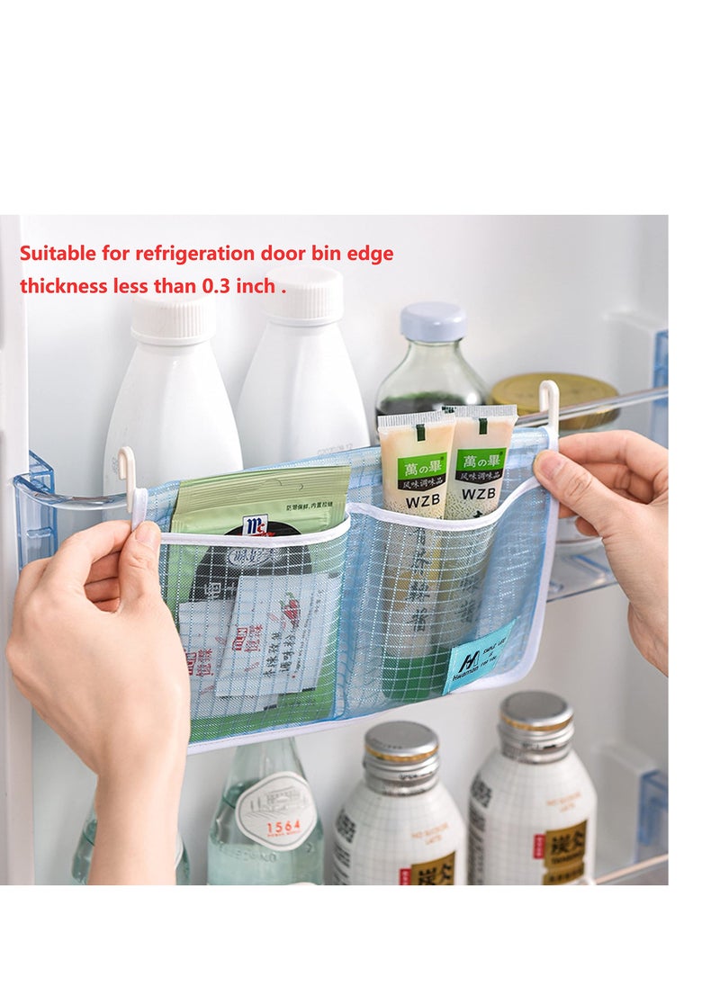 (3 Pack) Refrigerator Door Organizer Mesh Bags Set,Fridge Door Organizer, Fridge Storage Container Used for Kitchen, Refrigerator Door,Bag Storage Organizer for Small Objects, WHITE