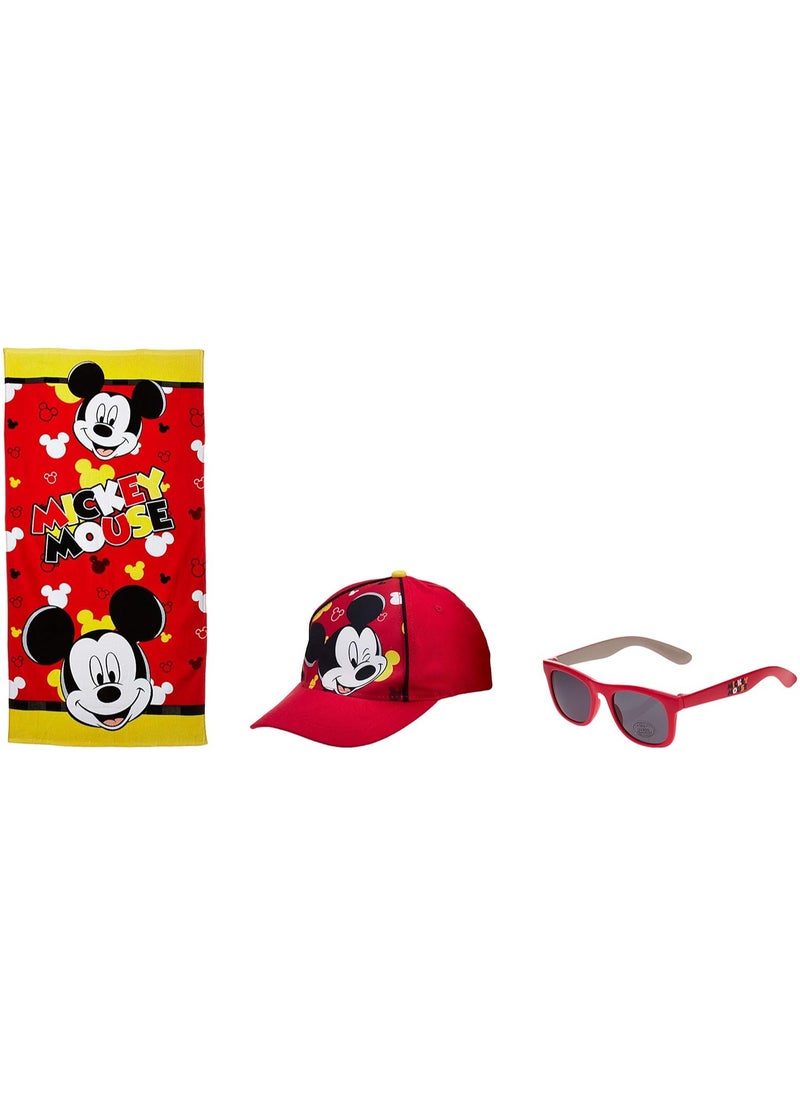 Disney Mickey - Kids Beach Set (Button Bag, Sunglass, Towel and Cap)