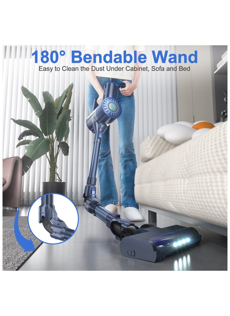 Utillify Cordless Bendable Vacuum Cleaner with HEPA Filter, 20KPa Suction, 1.2 Liters Dust Capacity, 2-in-1 Brush Head Set, LED Display, Lightweight Vacuum for all Types of Floor, Runtime 45 Min