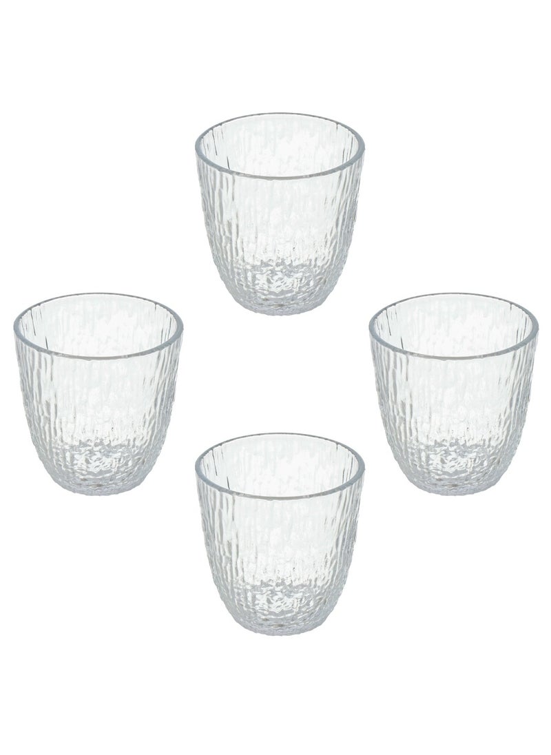 MAAC Home Set of 4 Elegant Artisanal Embossed Glass Cup| Elegant Durable and Classic design Perfect for Family Everyday Use, and Family Get- Together, Restaurant, Banquet and More