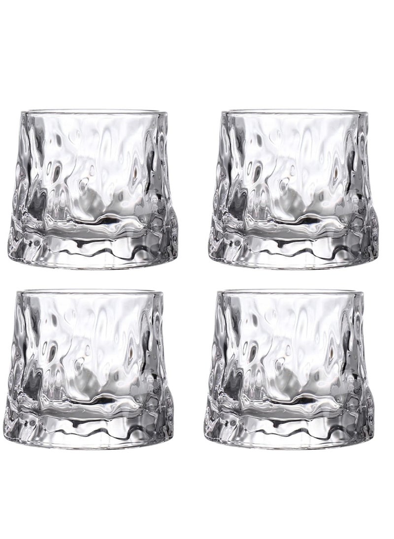 MAAC Home Set of 4 Artisanal Vintage-Inspired Rotating Whisky Glass| Elegant Durable and Classic design Perfect for Family Everyday Use, and Family Get- Together, Restaurant, Banquet and More