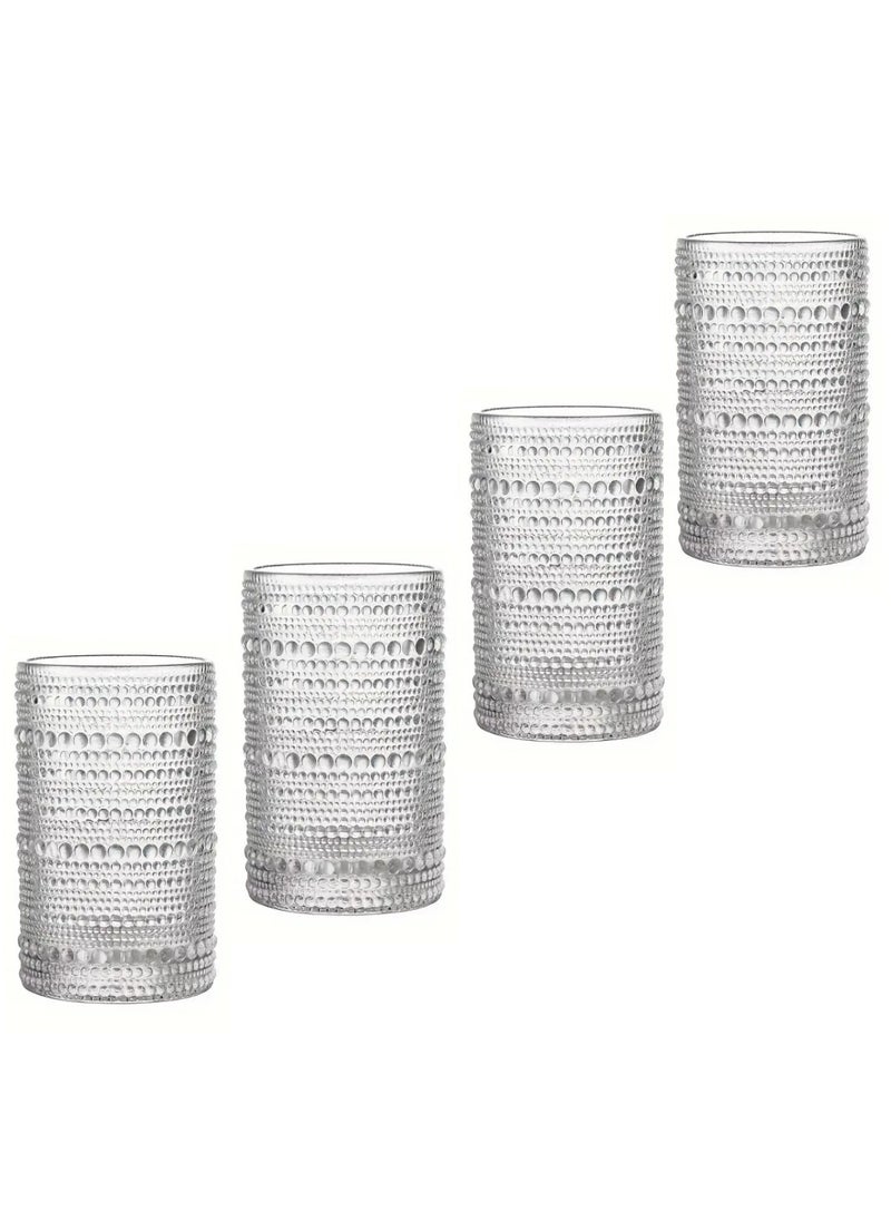 Qbebe MAAC Home Set of 4 Elegant Artisanal Glass Cup with Vintage Charm| Elegant Durable and Classic design Perfect for Family Everyday Use, and Family Get- Together, Restaurant, Banquet and More