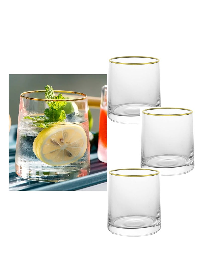 MAAC Home Set of 4 | Elegant Gold-Rimmed Artisanal Glass Cup| Elegant Durable and Classic design Perfect for Family Everyday Use, and Family Get- Together, Restaurant, Banquet and More