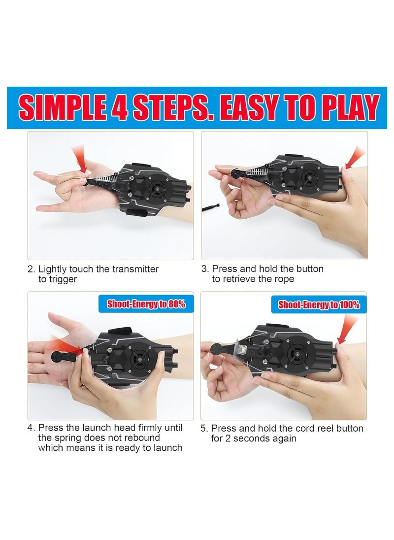 Spider Web Shooters String Shooter Toy – Superhero Roleplay Gear with Elastic Strap, Safe Web String Action for Kids and Adults, Perfect for Halloween, Cosplay, and Outdoor Fun