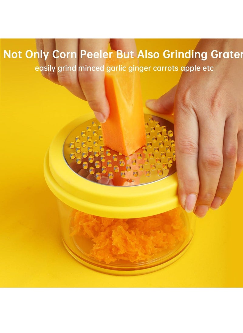 Plastic Corn Peeler, Corn Stripper, with Built-In Cup Grater, Corn Kernel Cutter Ginger Grater, Convenient and fast Quickly get rid of corn kernels, suitable for kitchen