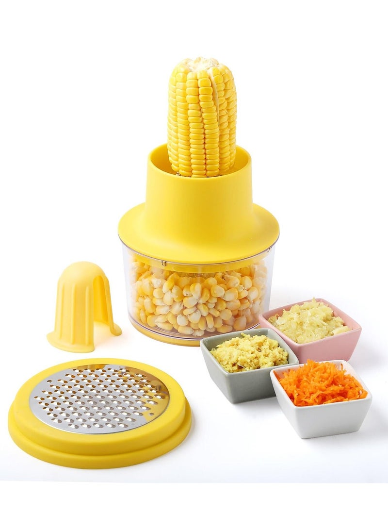 Plastic Corn Peeler, Corn Stripper, with Built-In Cup Grater, Corn Kernel Cutter Ginger Grater, Convenient and fast Quickly get rid of corn kernels, suitable for kitchen