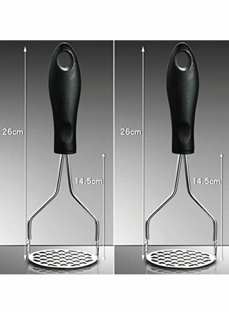 Potato Masher with Non Slip Heat Resistance Handle and Large Round Press Plate for Vegetable Fruits and Baby Food Sturdy & Easy to Use for Cooking and Kitchen Gadget