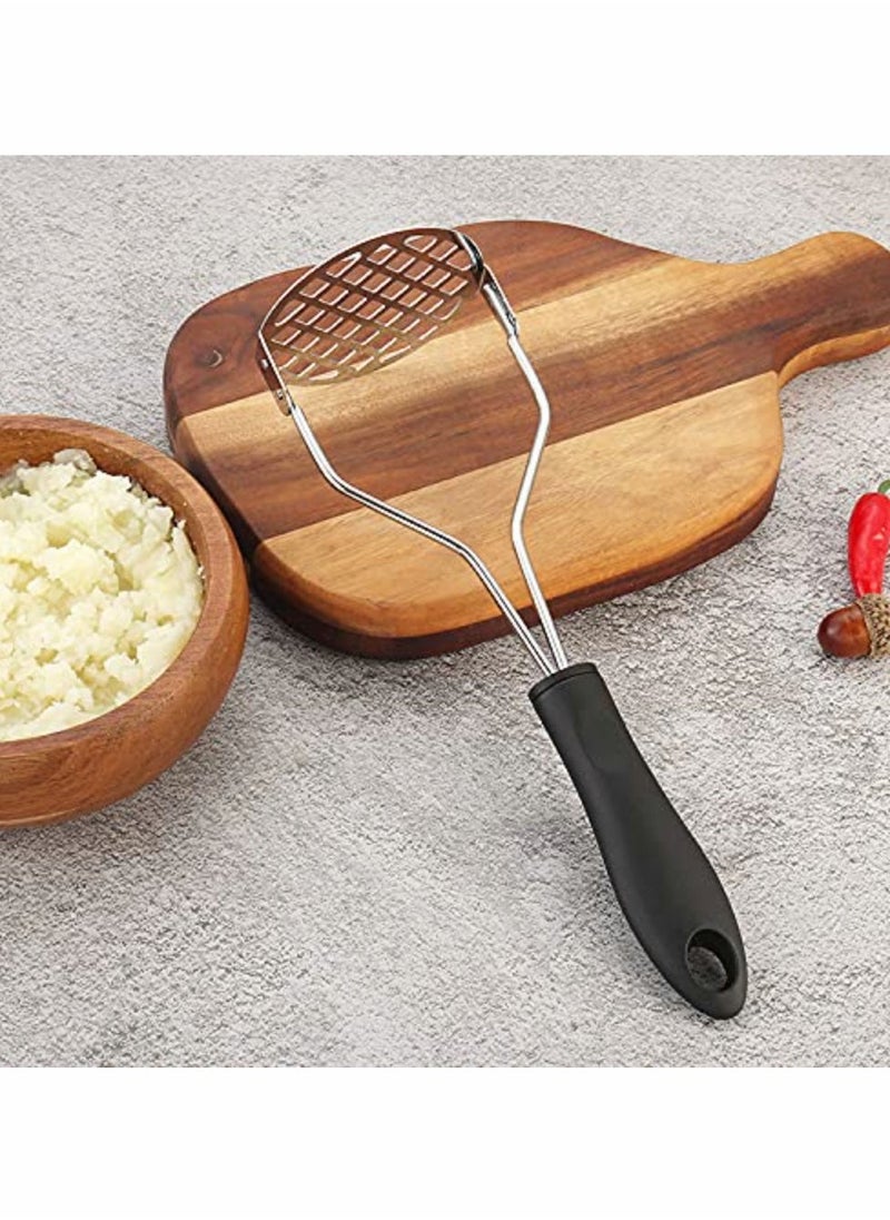 Potato Masher with Non Slip Heat Resistance Handle and Large Round Press Plate for Vegetable Fruits and Baby Food Sturdy & Easy to Use for Cooking and Kitchen Gadget