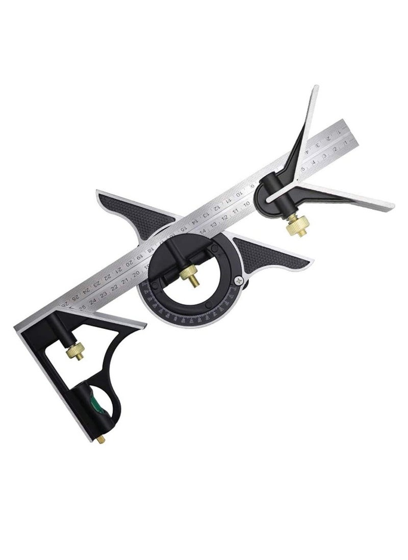 Combination Angle Ruler, 300MM Combination Square Angle Ruler Stainless Steel Multi Function Measuring Tool About 0.35Kg