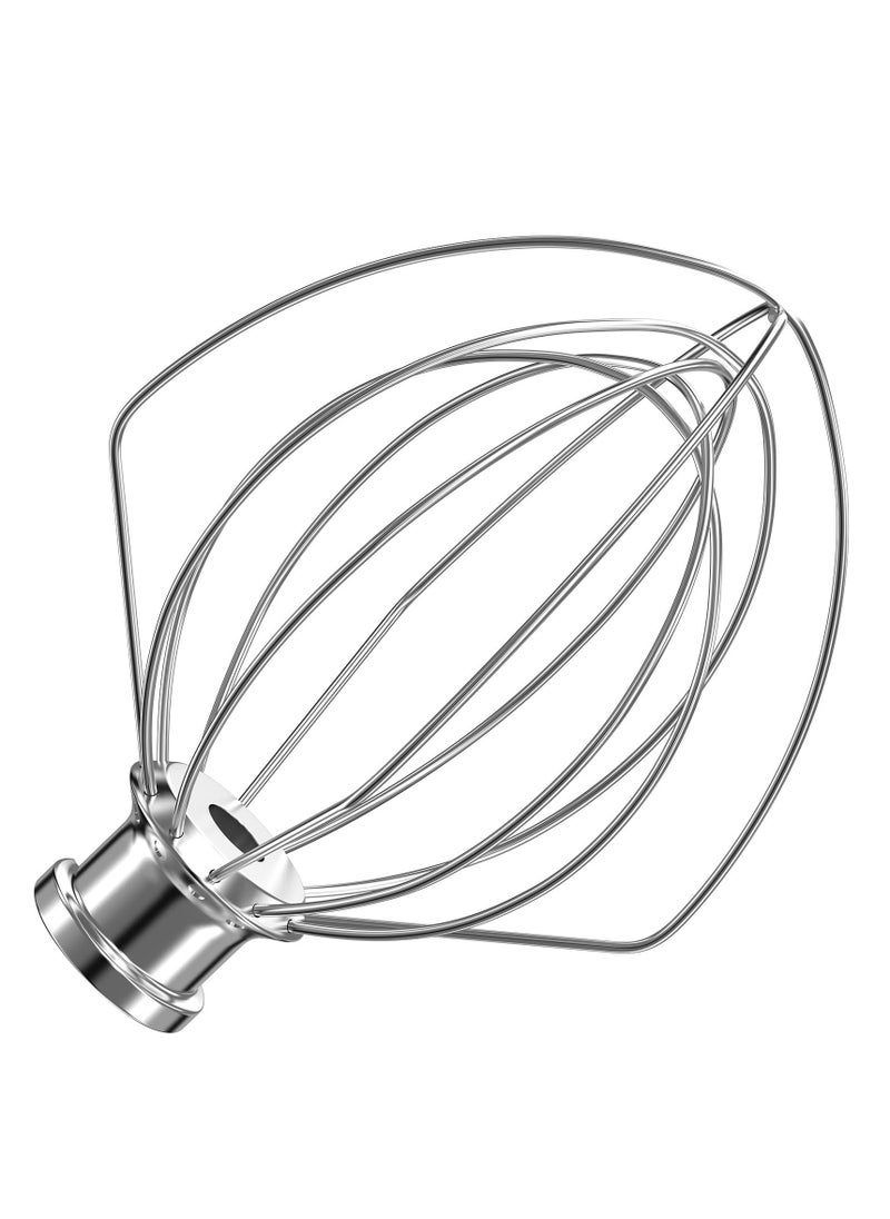 K5A Stainless Steel 6-Wire Whip Attachment for KitchenAid Bowl-Lift Mixer 5 Quart Bowl, Stainless Steel Whisk Replacement for Kitchen Aid Mixer, Dishwasher Safe, Egg Heavy Cream Beater