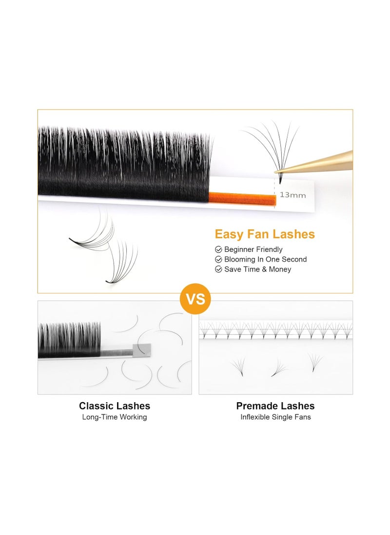 NAGARAKU Easy Fan Eyelash Extensions Volume Lash 0.07 C curl 8-15mm Mix Tray Rapid Blooming Faux Mink Cluster For Beginners Soft Professional Lash Supplies