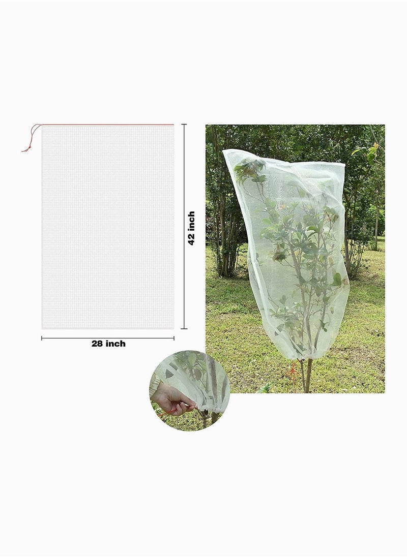Plant Net Bags, with Adjustable Drawstring Birds Netting Fruit Bags for Protectin Plants and Fruit Trees Flowers Garden Netting for Pest Barrier Bag Deer 4 Pieces