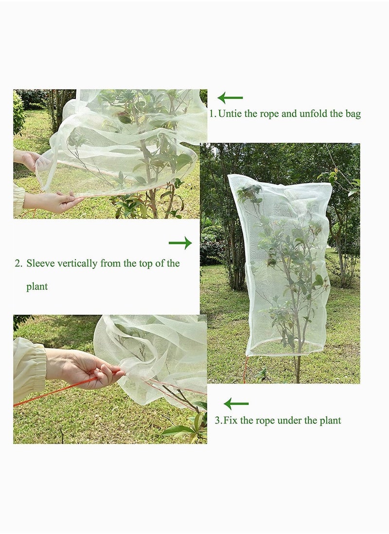 Plant Net Bags, with Adjustable Drawstring Birds Netting Fruit Bags for Protectin Plants and Fruit Trees Flowers Garden Netting for Pest Barrier Bag Deer 4 Pieces