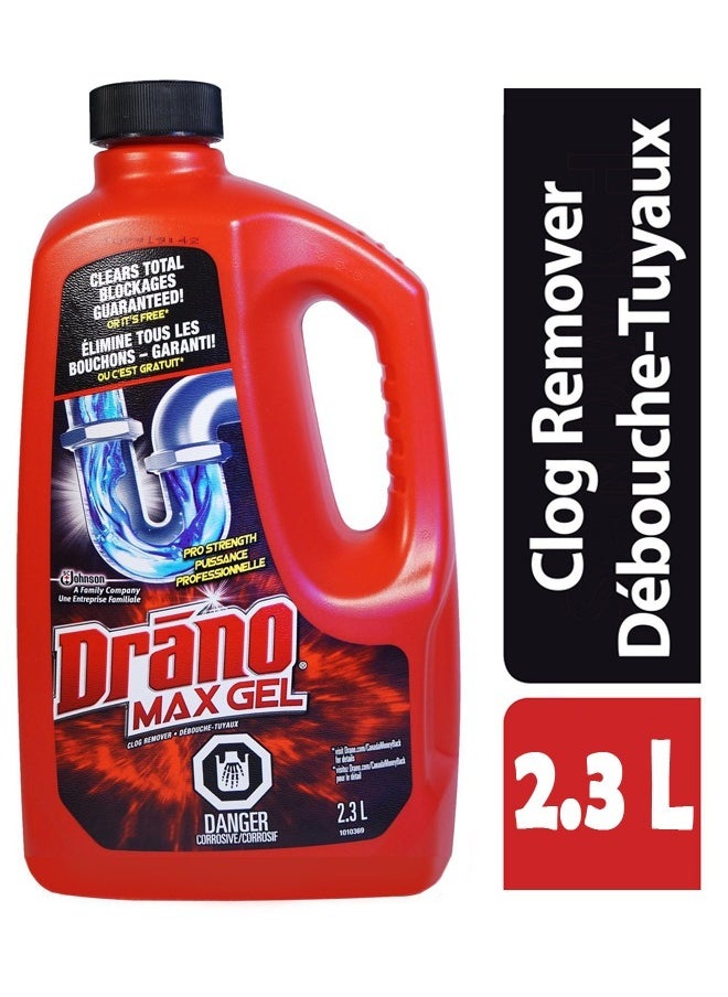 Max Gel Drain Clog Remover and Cleaner for Shower or Sink Drains, Unclogs and Removes Hair,  Scum and Blockages 2.3L