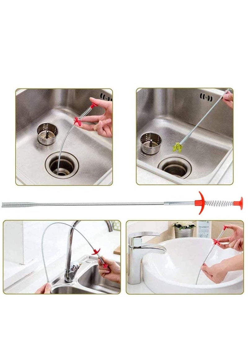 5 in 1 Sink Snake Cleaner Drain Auger Hair Catcher, Sink Dredge Drain Clog Remover Cleaning Tools for Kitchen Sink Bathroom Tub Toilet Clogged Drains Dredge Pipe Sewers