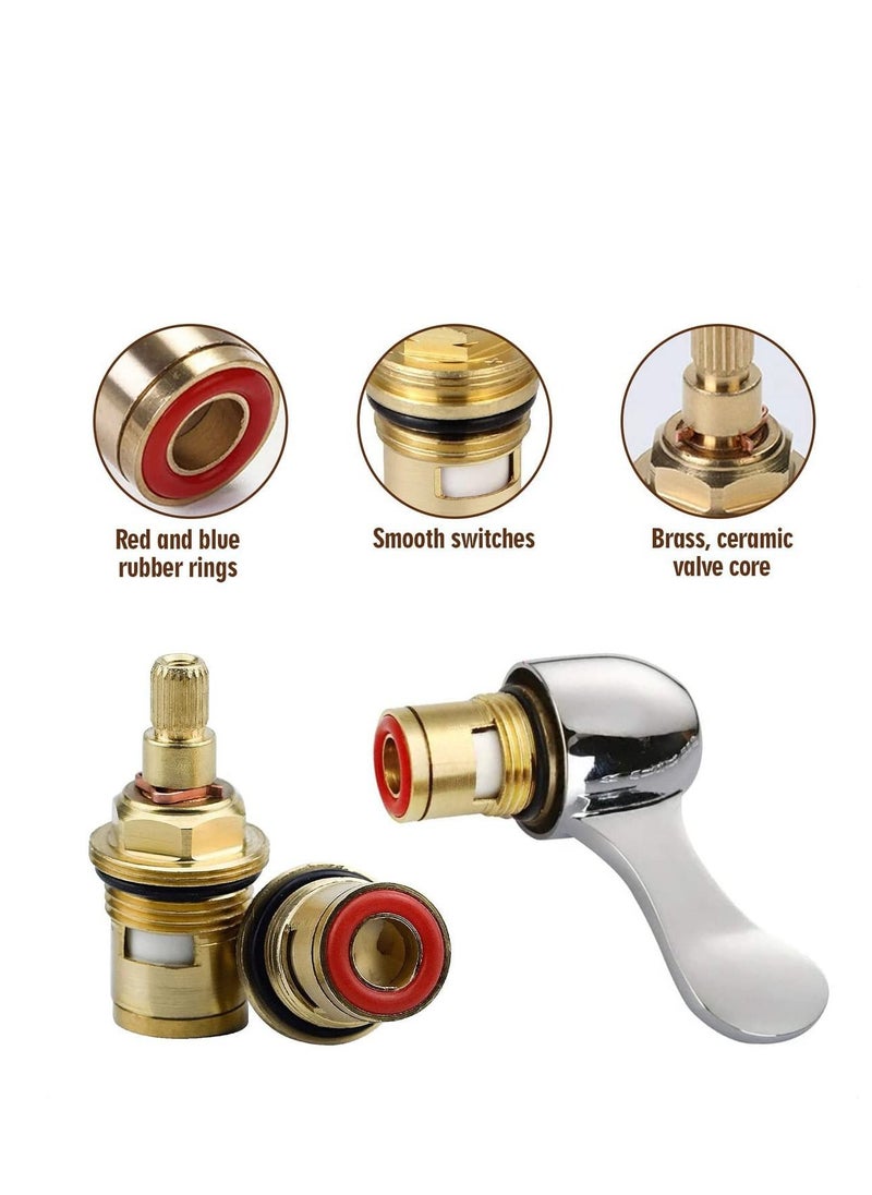 Brass Bathroom Sink Faucet Valve Stem  2Pcs Hot and Cold Ceramic Disc Stem Valve Repair Bathroom Faucet Stem Cartridge Replacement  Brass Kitchen faucet Cartridge Replacement for Kitchen Sink