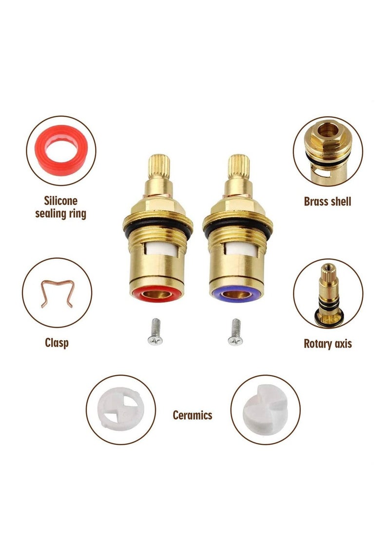 Brass Bathroom Sink Faucet Valve Stem  2Pcs Hot and Cold Ceramic Disc Stem Valve Repair Bathroom Faucet Stem Cartridge Replacement  Brass Kitchen faucet Cartridge Replacement for Kitchen Sink