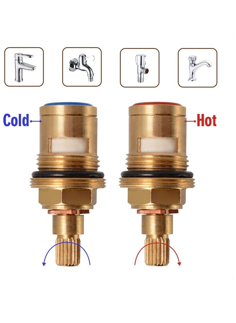 Brass Bathroom Sink Faucet Valve Stem  2Pcs Hot and Cold Ceramic Disc Stem Valve Repair Bathroom Faucet Stem Cartridge Replacement  Brass Kitchen faucet Cartridge Replacement for Kitchen Sink