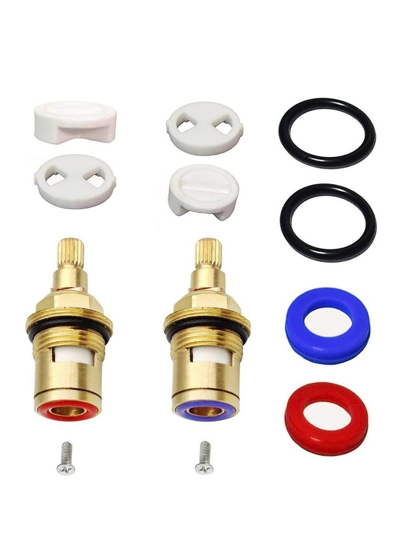 Brass Bathroom Sink Faucet Valve Stem  2Pcs Hot and Cold Ceramic Disc Stem Valve Repair Bathroom Faucet Stem Cartridge Replacement  Brass Kitchen faucet Cartridge Replacement for Kitchen Sink