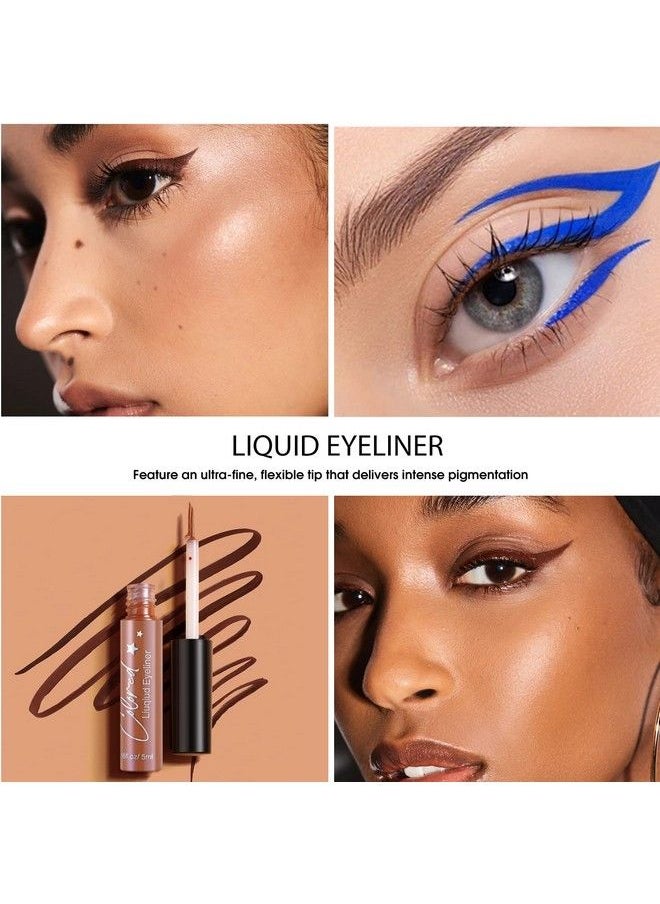 10 Colors Liquid Matte Eyeliner White Black Blue Brown Colored Eyeliner Liquid Liner Waterproof Bright Colorful Rainbow Eyeliner Pencil Quick Dry Eyes Makeup Kit (Matte Eyeliner)