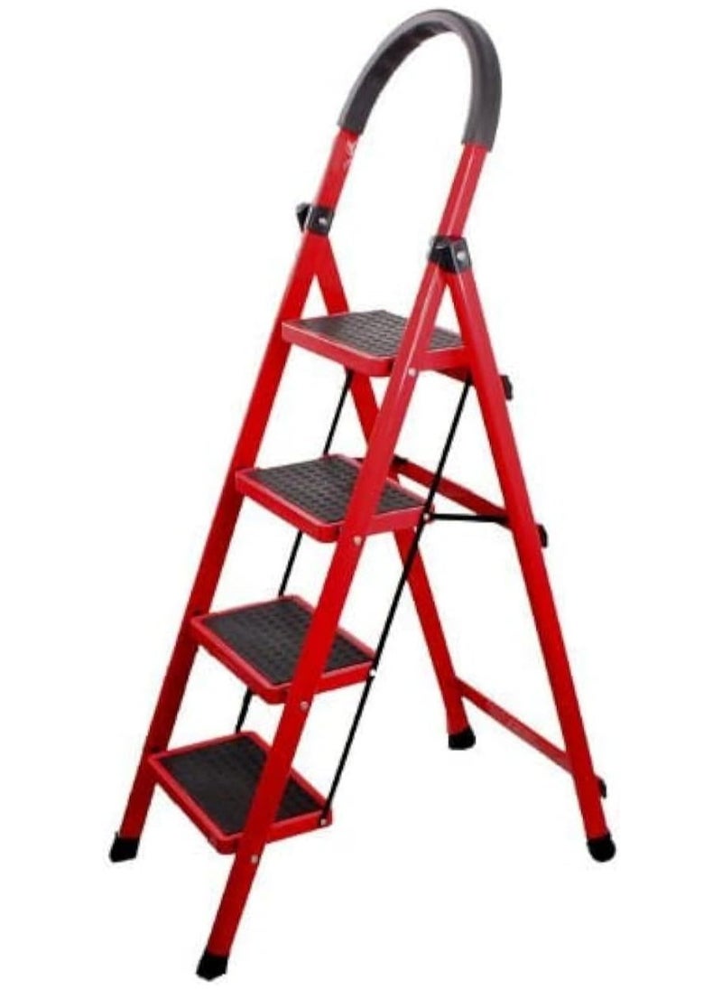 4-steps Foldable Aluminum Ladder With Non-slip Steps Multi Purpose Portable Folding Household Ladder