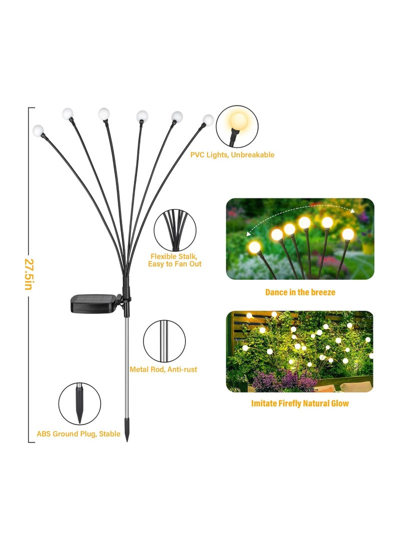 Brightever Upgraded Solar Lights Outdoor Waterproof - Swaying Solar Garden Lights, Firefly Lights with Highly Flexible Copper Wires, Yard Pathway Christmas Landscape Stake Lights, 2 Packs