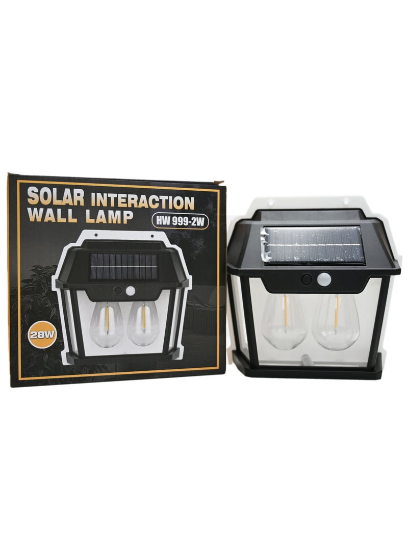 Outside Solar Induction Wall lamp Warm Light Dual Core Wireless Dusk to Dawn Motion Sensor LED Sconce Lights Waterproof Solar Fence Lights, Solar Light Wall Mount, Outdoor Step Lights