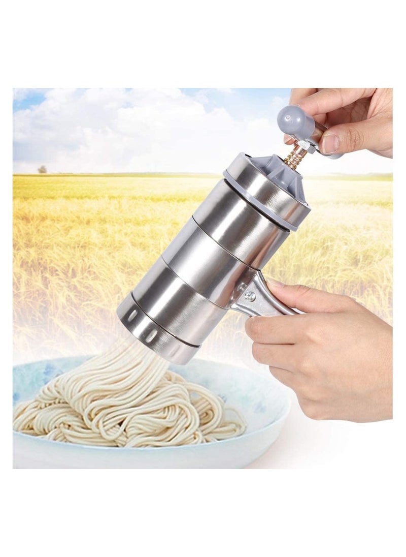 Manual Pasta Maker Stainless Steel Noodle Maker Juice Extractor Fruit Juicer Press Pasta Press Machine With 5 Models Stainless Steel Hand-Crank Spaghetti Fettuccine Noodle Dough Press Machine