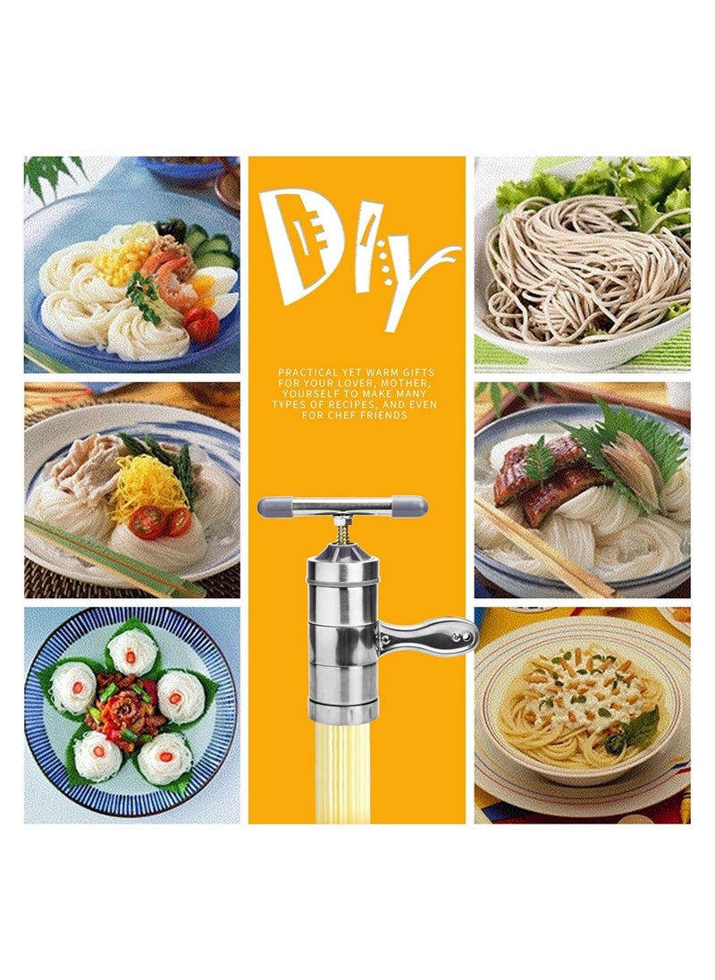 Manual Pasta Maker Stainless Steel Noodle Maker Juice Extractor Fruit Juicer Press Pasta Press Machine With 5 Models Stainless Steel Hand-Crank Spaghetti Fettuccine Noodle Dough Press Machine