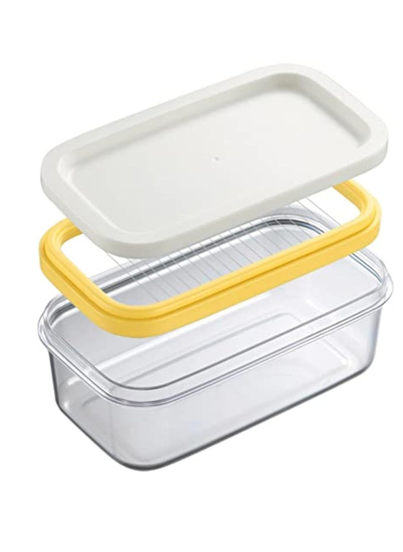 Butter Slicer Cutter Stainless Steel, Butter Dish with Lid, Plastic Rectangle Butter Keeper with Cutter, Stick Butter Container Dish with Lid, Butter Container Butter Box Case for Countertop or Fridge