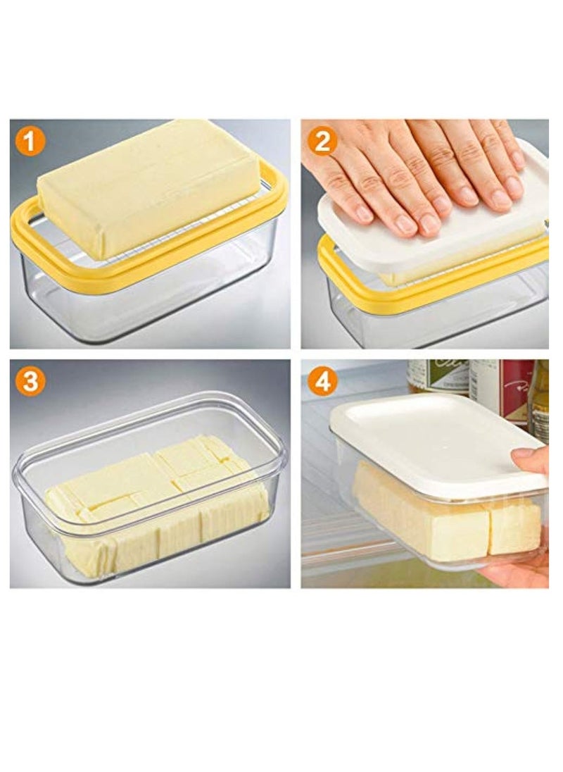 Butter Slicer Cutter Stainless Steel, Butter Dish with Lid, Plastic Rectangle Butter Keeper with Cutter, Stick Butter Container Dish with Lid, Butter Container Butter Box Case for Countertop or Fridge