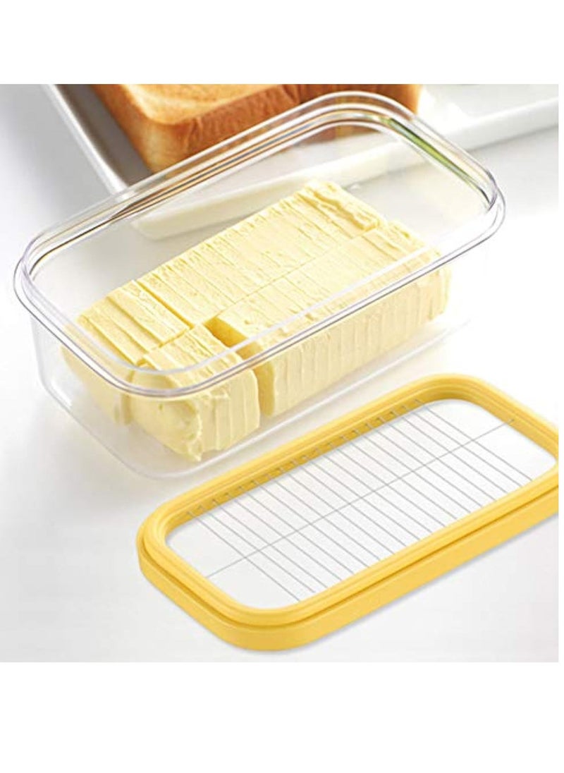 Butter Slicer Cutter Stainless Steel, Butter Dish with Lid, Plastic Rectangle Butter Keeper with Cutter, Stick Butter Container Dish with Lid, Butter Container Butter Box Case for Countertop or Fridge