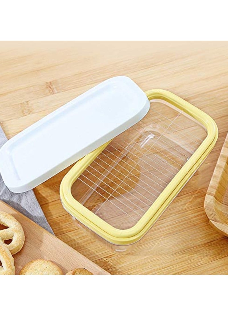 Butter Slicer Cutter Stainless Steel, Butter Dish with Lid, Plastic Rectangle Butter Keeper with Cutter, Stick Butter Container Dish with Lid, Butter Container Butter Box Case for Countertop or Fridge