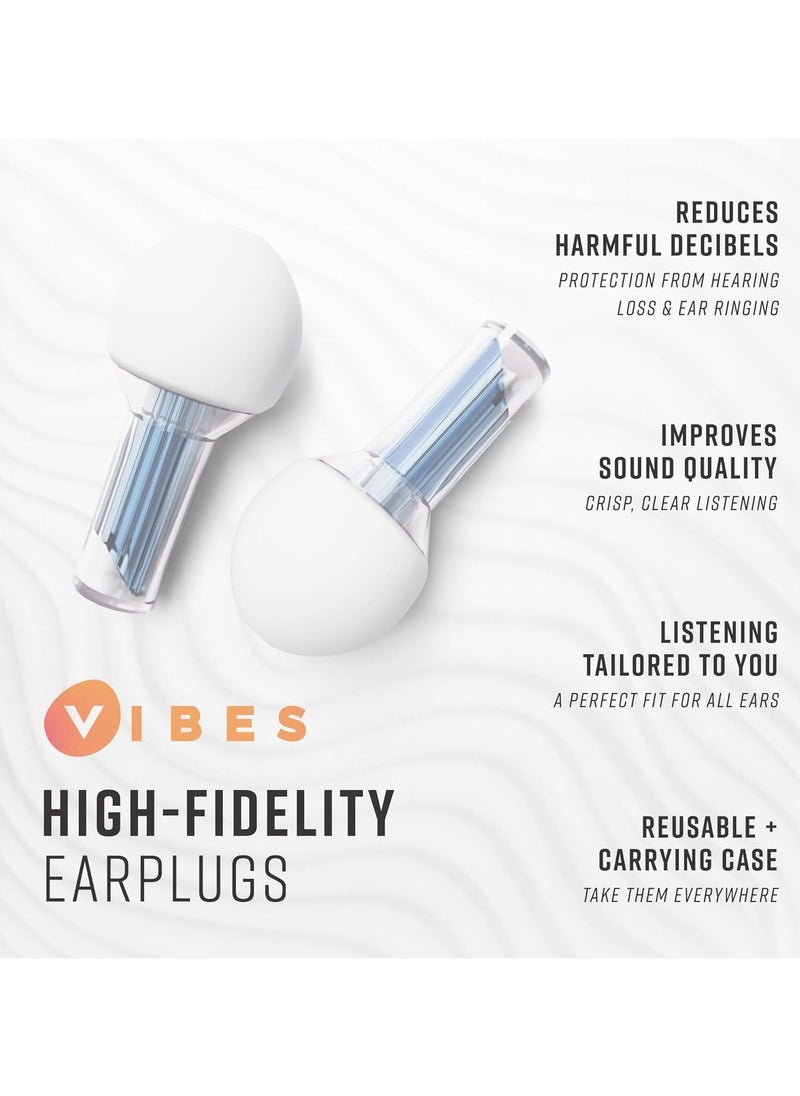 Vibes High Fidelity Ear Plugs - Invisible Earplugs for Music Concerts, Musicians, Motorcycles, Airplanes, Raves, and Work - Noise Reduction and Hearing Protection - Fits All Ears - Blue