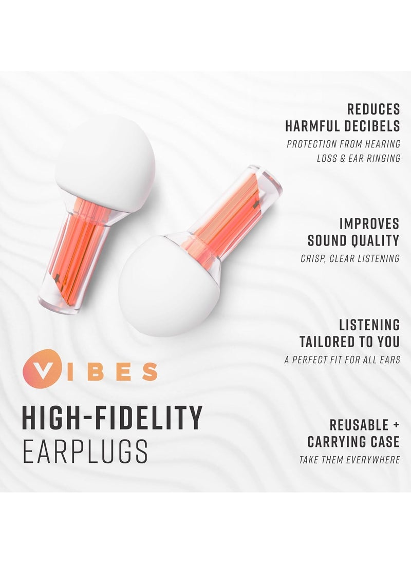 Vibes High Fidelity Ear Plugs - Invisible Earplugs for Music Concerts, Musicians, Motorcycles, Airplanes, Raves, and Work - Noise Reduction and Hearing Protection - Fits All Ears - Orange