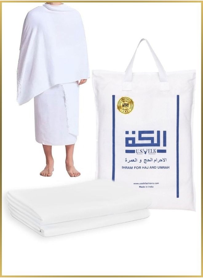 U.S. ELK Hajj/Umrah Towels | Premium Cotton Mens Ahram Set | Odor-Free, Quick-Drying, Lightweight Ahram Set