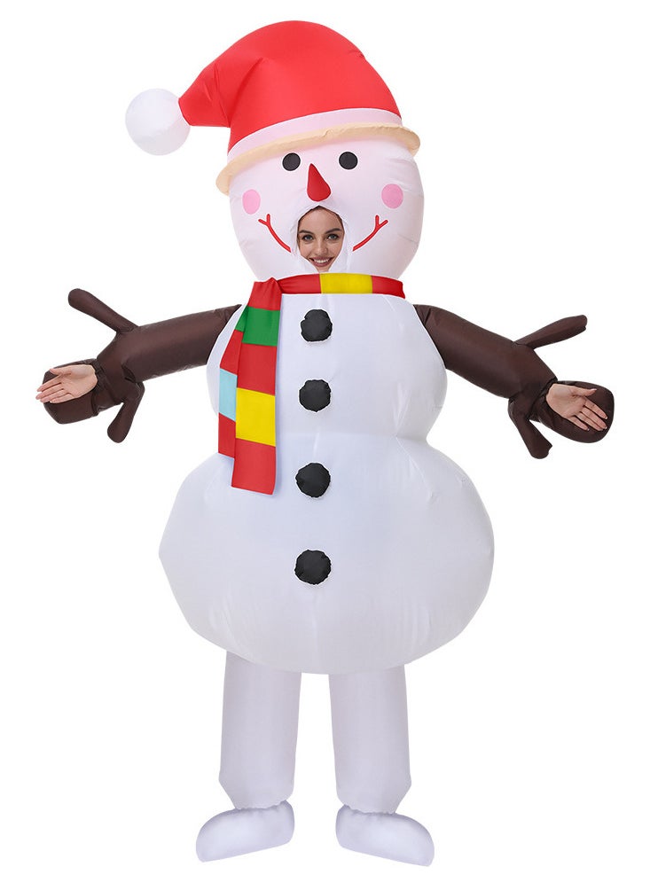 Snowman Inflatable Blow Up Costume Suit for Christmas Halloween Cosplay Men Women Funny Costume