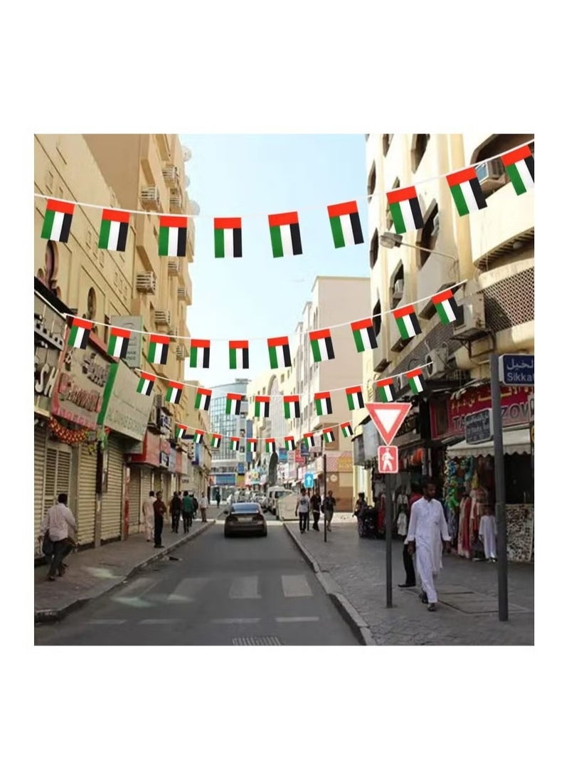 UAE Bunting String Flag Banner, United Arab Emirates Country Flag 120 PC 14x21CM 12 String Fade Resistant Double Stitched Premium Pennant House Banner Grommets 120 PC