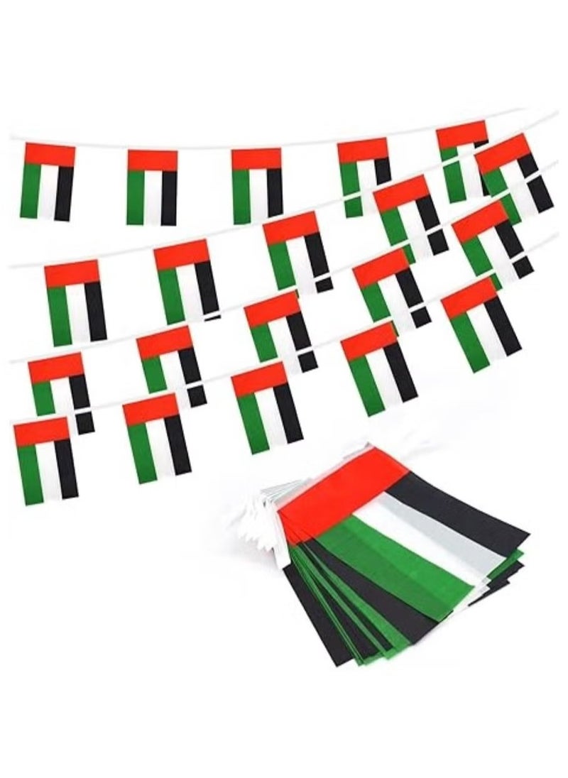 UAE Bunting String Flag Banner, United Arab Emirates Country Flag 120 PC 14x21CM 12 String Fade Resistant Double Stitched Premium Pennant House Banner Grommets 120 PC