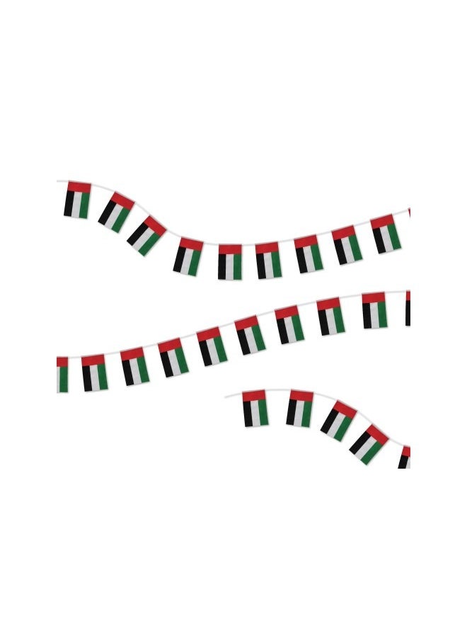 UAE Bunting String Flag Banner, United Arab Emirates Country Flag 120 PC 14x21CM 12 String Fade Resistant Double Stitched Premium Pennant House Banner Grommets 120 PC