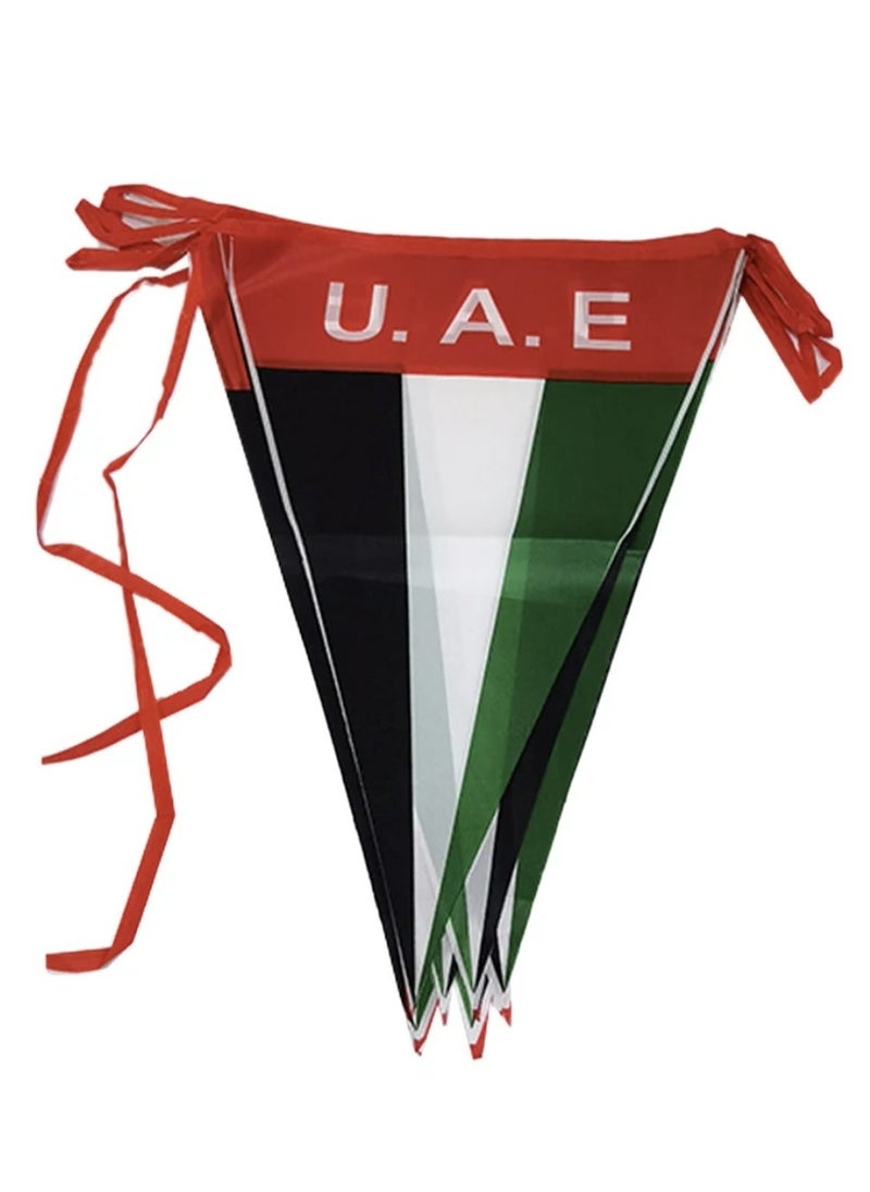 UAE Bunting Triangle String Flag Banner, United Arab Emirates Country Flag 120 PC 14x21CM 12 String Fade Resistant Double Stitched Premium Pennant House Banner Grommets 120 PC