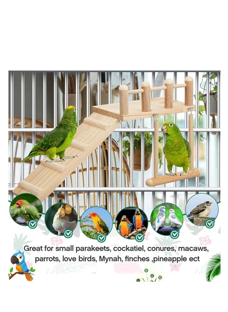 10 Pcs Parrot Swing Toys and Bird Perches Platform, Parrot Swing Chewing Hanging Standing Wooden Toys Bird Cage Accessories, Lovebirds, Finches, Conures, Cockatiels, bird Perches Cage.