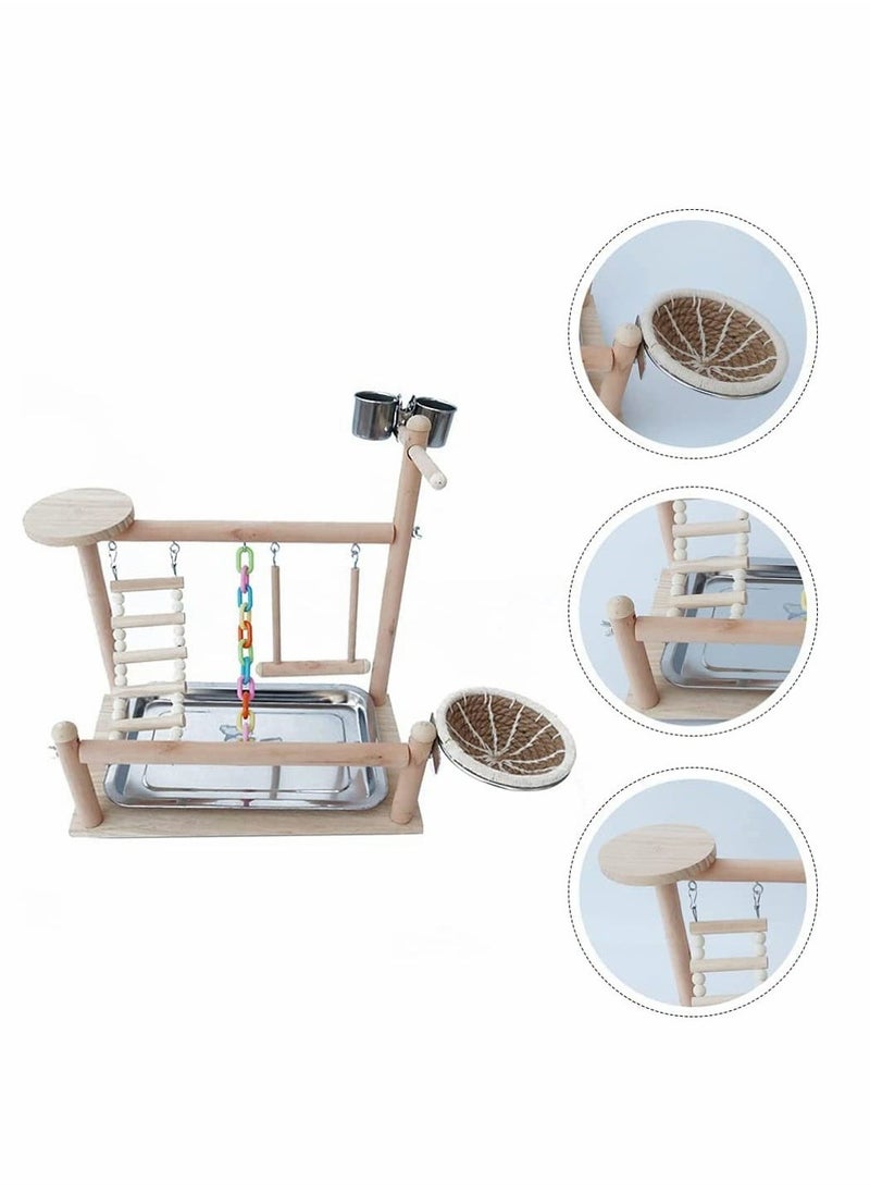 Bird Perch Platform Bird Playground Parrots Playstand Birds Perch Stand Play Gym Cockatiel Playpen Bridges Swings Food Bowl Parakeet Breeding Box for African Grey Conures Cockatoos Parrotlets