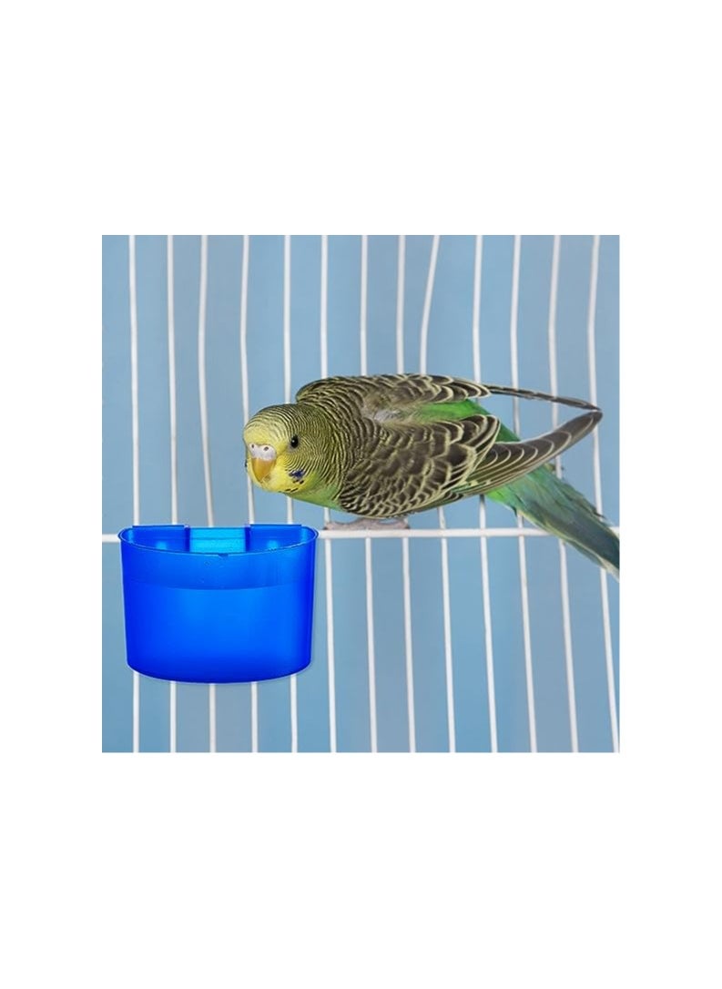 Cage Cups Bird Feeders, Chicken Water Feeder Bunny Food Bowl Plastic Seed Bowl Hanging Chicken Feeding Watering Dish Feeders, Bird Cage Feeding Cups for Parrot Parakeet Poultry Pigeon, Blue(30 Pcs)