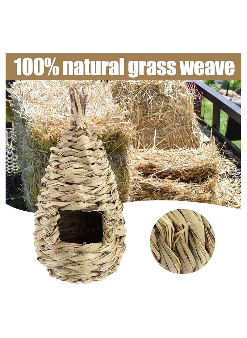 3 Bird'S Nests Outdoor Hummingbird House Garden Decoration With Hand-Woven Bird'S Nest Box