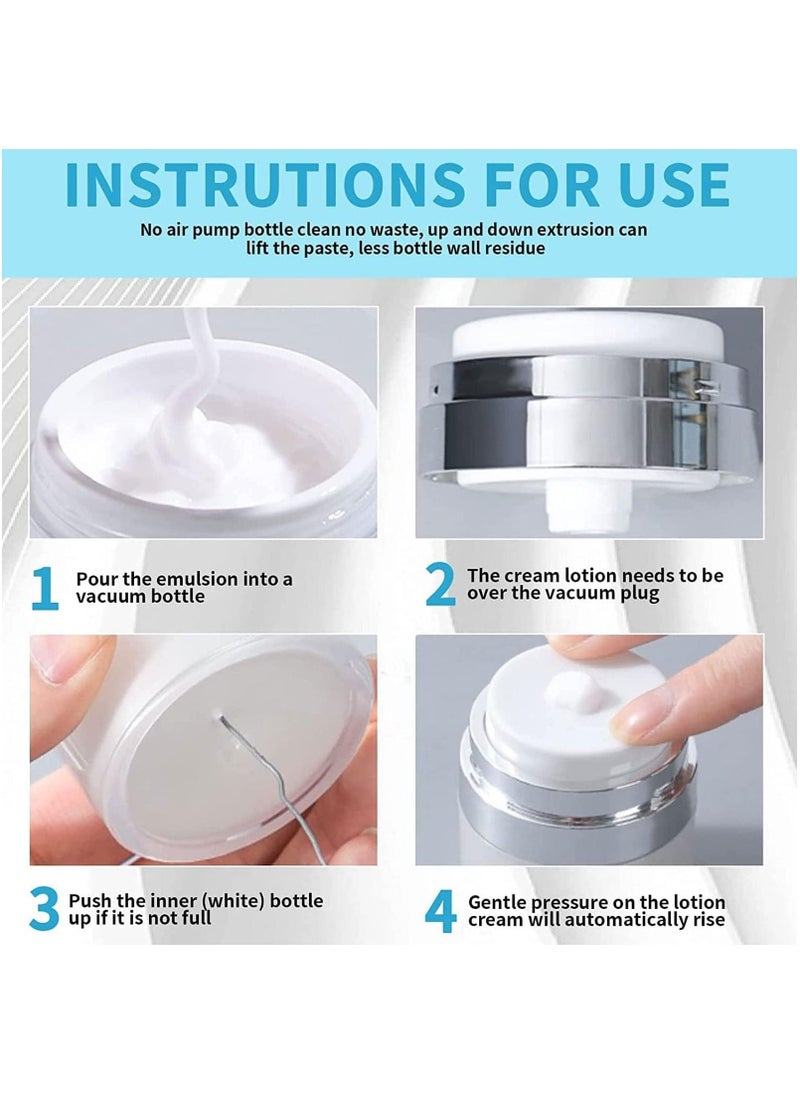 3pcs Airless Pump Jars Sets, Cream Jar Vacuum Bottle, 0.5oz /1oz /1.7oz Empty Refillable Cosmetic Air Pump Jars Bottles Airless Lotion Cream Dispenser Portable Travel Size Makeup Containers